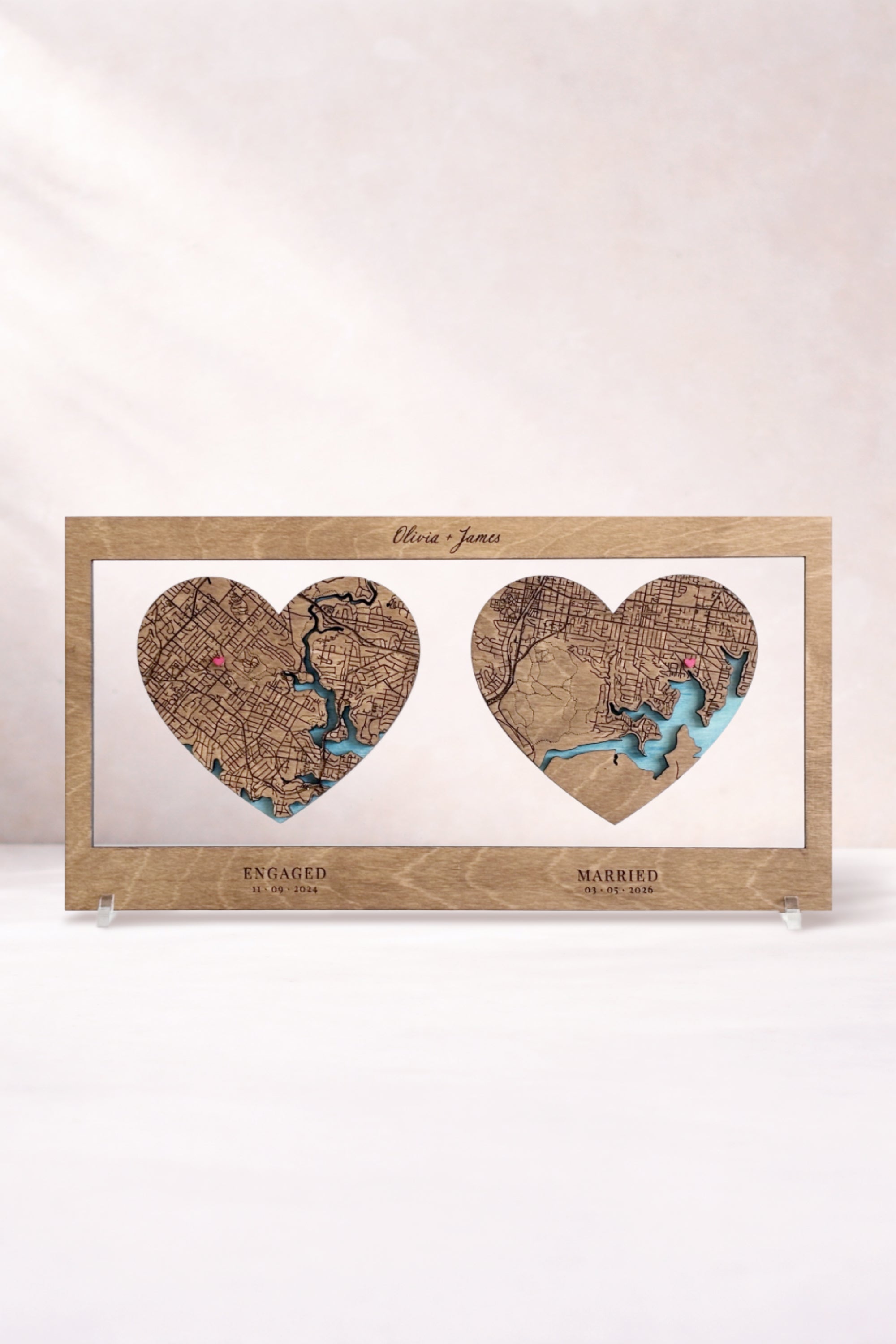 Personalised Anniversary Gift & Wedding Gift - Custom Wood Map