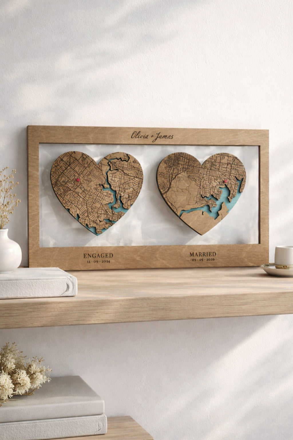 Personalised Anniversary Gift & Wedding Gift - Custom Wood Map