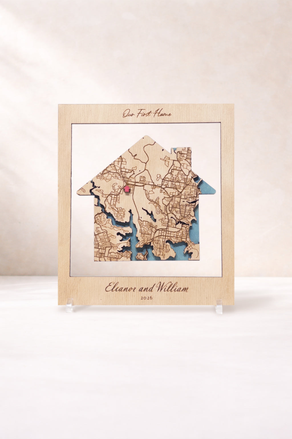 Our first home wood map gift