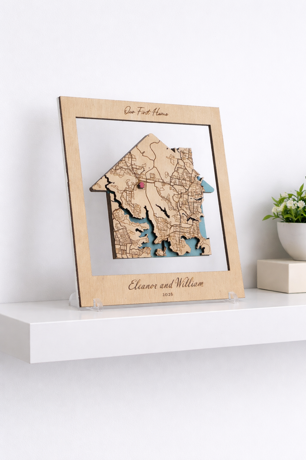 House Shape Our first home wooden map gift Australia