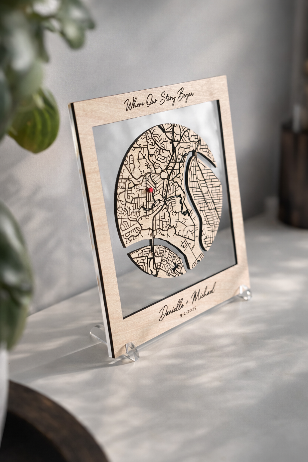 personalised anniversary map gift wood layered map Australia