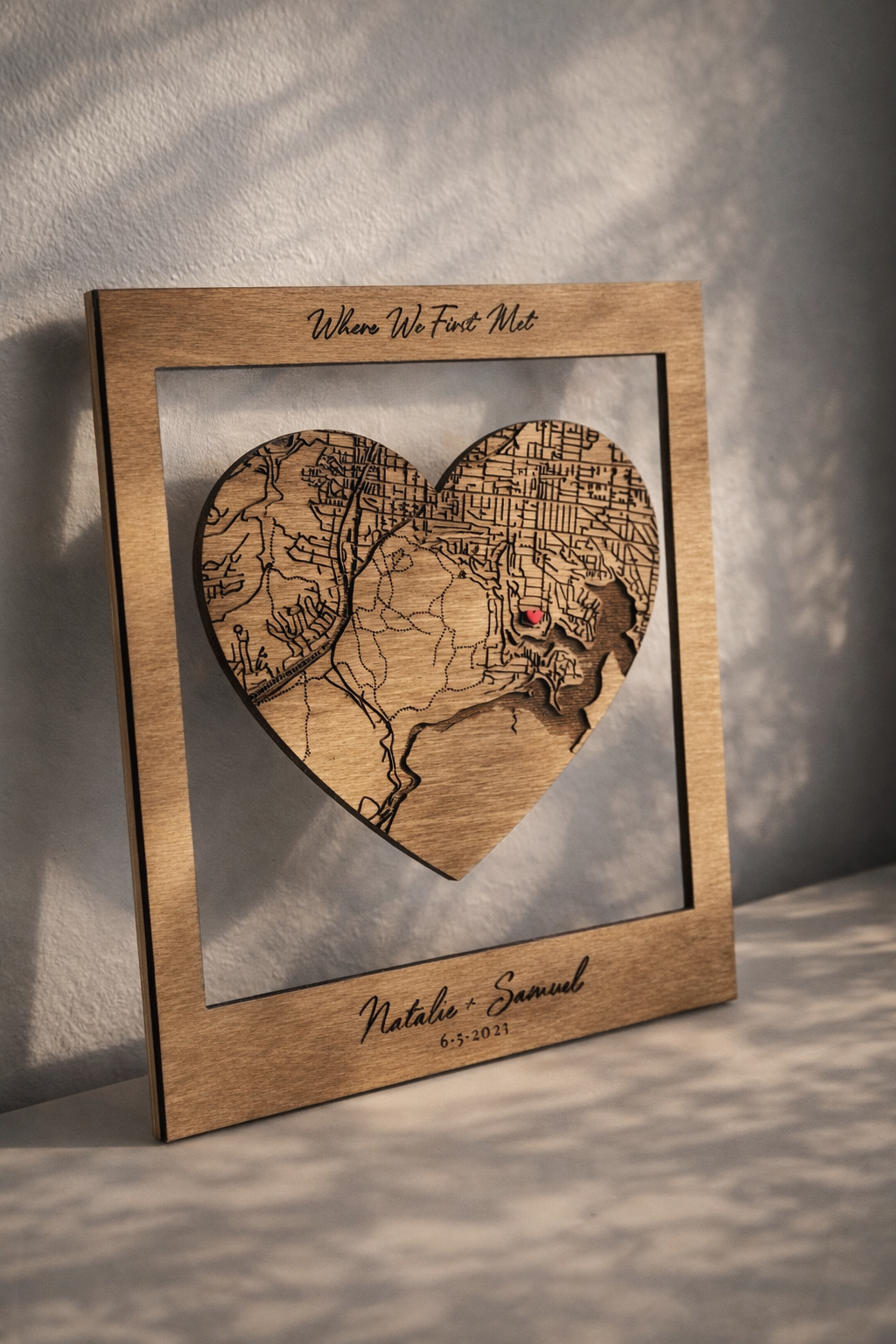 Map Of Where We Met Gift | Personalised Wood Map Australia