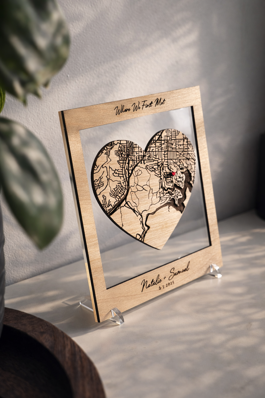 Map Of Where We Met Gift | Personalised Wood Map Australia