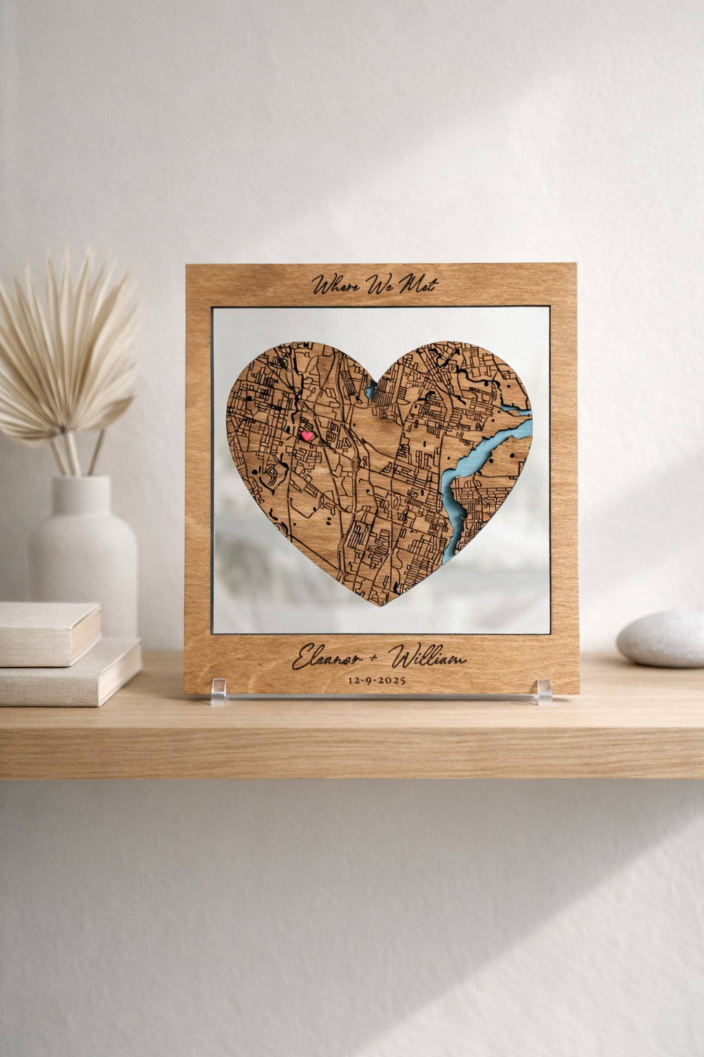 where we met map made from wood
