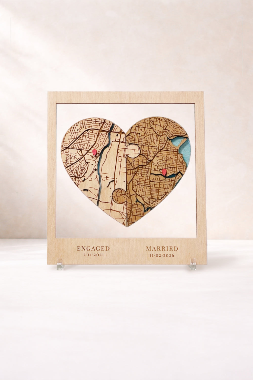 Engaged & Married Personalised Map Gift
